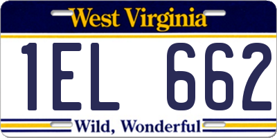WV license plate 1EL662