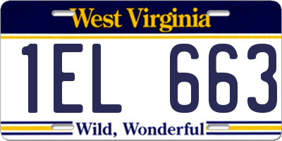 WV license plate 1EL663