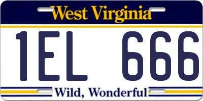 WV license plate 1EL666