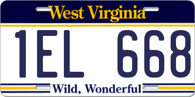 WV license plate 1EL668