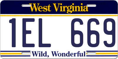 WV license plate 1EL669