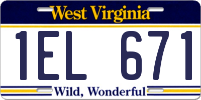 WV license plate 1EL671