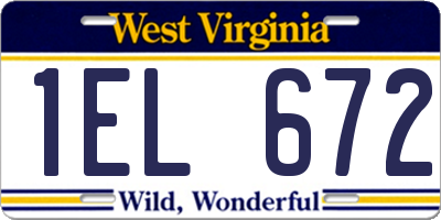 WV license plate 1EL672