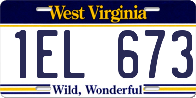WV license plate 1EL673