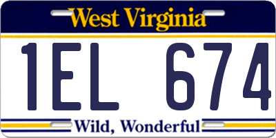 WV license plate 1EL674