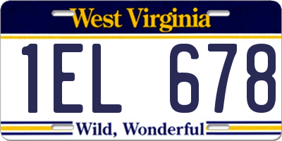 WV license plate 1EL678