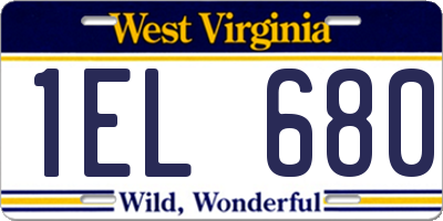 WV license plate 1EL680