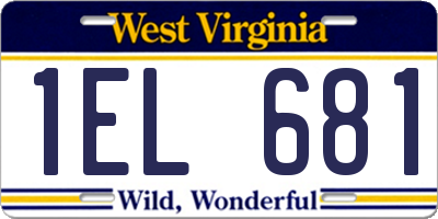 WV license plate 1EL681