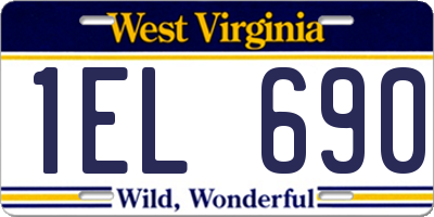 WV license plate 1EL690