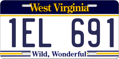 WV license plate 1EL691
