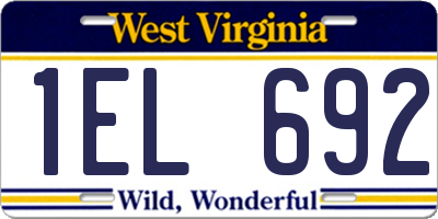 WV license plate 1EL692