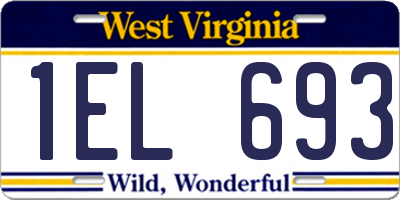 WV license plate 1EL693