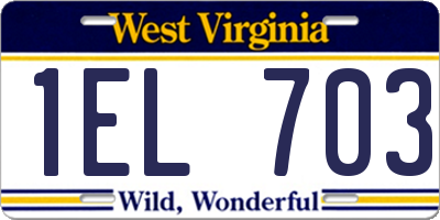 WV license plate 1EL703