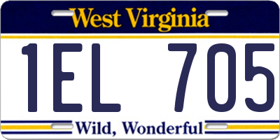 WV license plate 1EL705