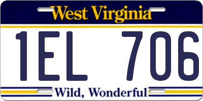 WV license plate 1EL706