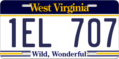 WV license plate 1EL707