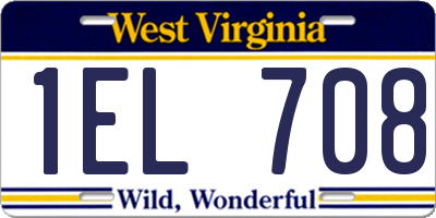 WV license plate 1EL708