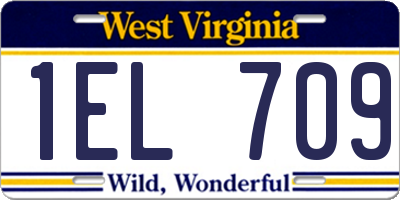 WV license plate 1EL709