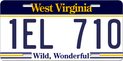 WV license plate 1EL710