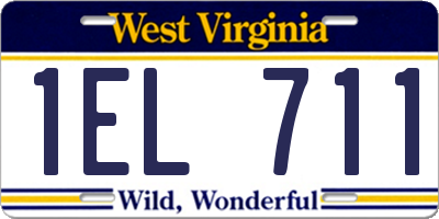 WV license plate 1EL711