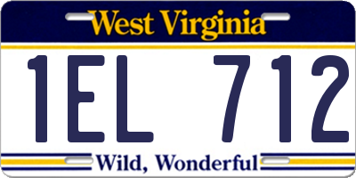 WV license plate 1EL712