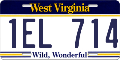 WV license plate 1EL714
