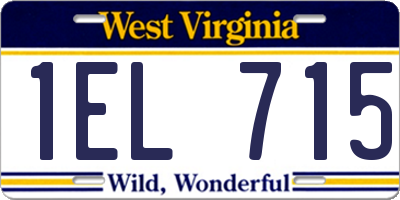 WV license plate 1EL715