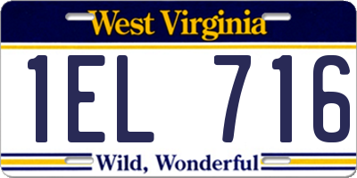 WV license plate 1EL716