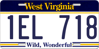 WV license plate 1EL718
