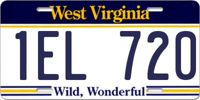 WV license plate 1EL720