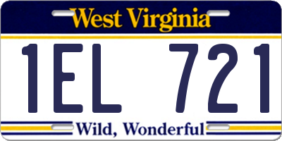 WV license plate 1EL721