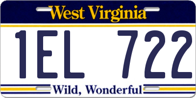 WV license plate 1EL722