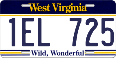 WV license plate 1EL725