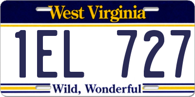 WV license plate 1EL727