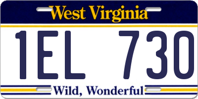 WV license plate 1EL730