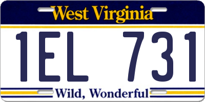 WV license plate 1EL731