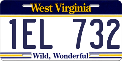 WV license plate 1EL732