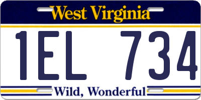 WV license plate 1EL734