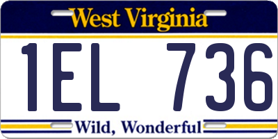 WV license plate 1EL736