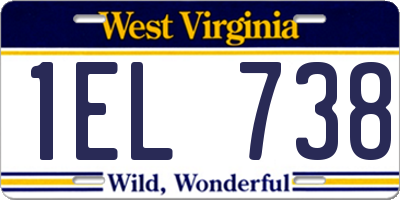 WV license plate 1EL738