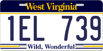 WV license plate 1EL739