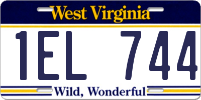 WV license plate 1EL744