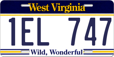 WV license plate 1EL747