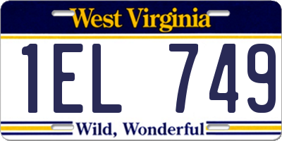 WV license plate 1EL749