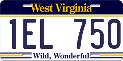 WV license plate 1EL750