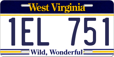WV license plate 1EL751