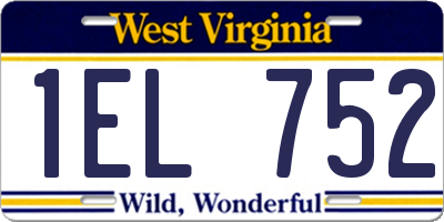 WV license plate 1EL752