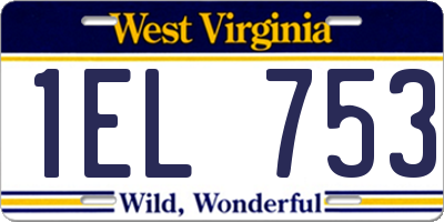 WV license plate 1EL753