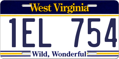 WV license plate 1EL754