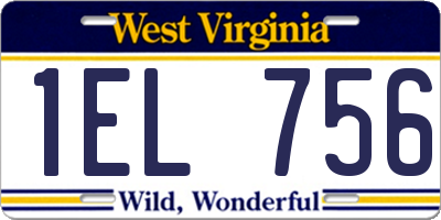 WV license plate 1EL756